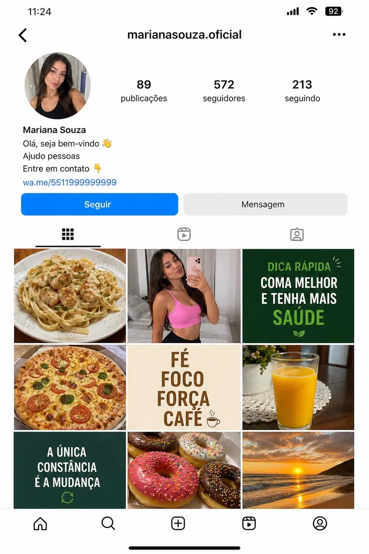Perfil de Instagram desorganizado e amador