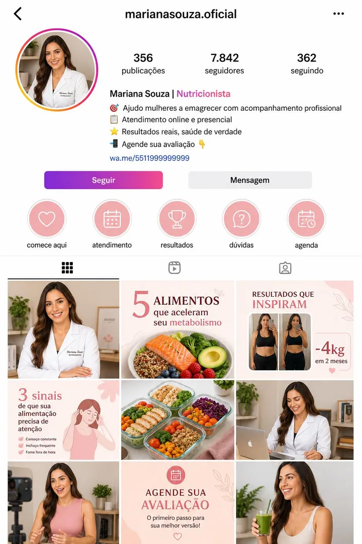 Perfil de Instagram profissional e vendedor